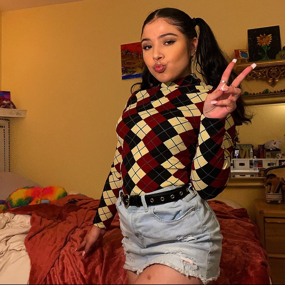 Plaid long sleeve top